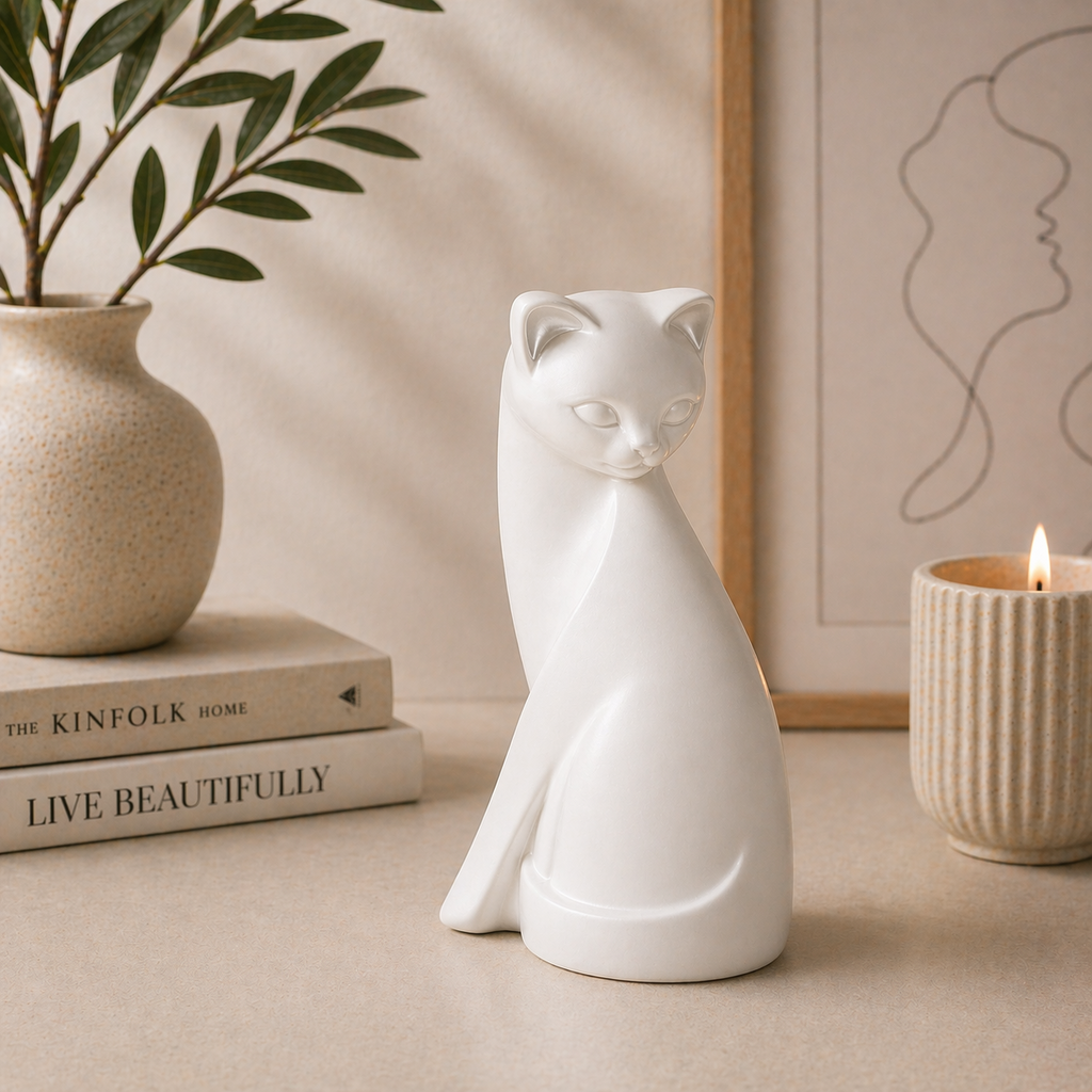Cat statues black pink white decorative set
