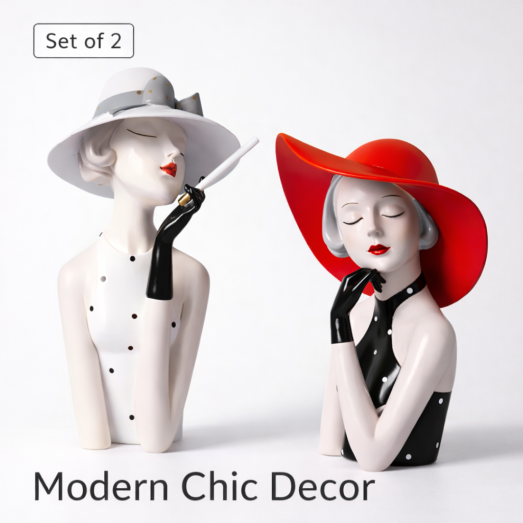 Set of two modern chic lady sculptures