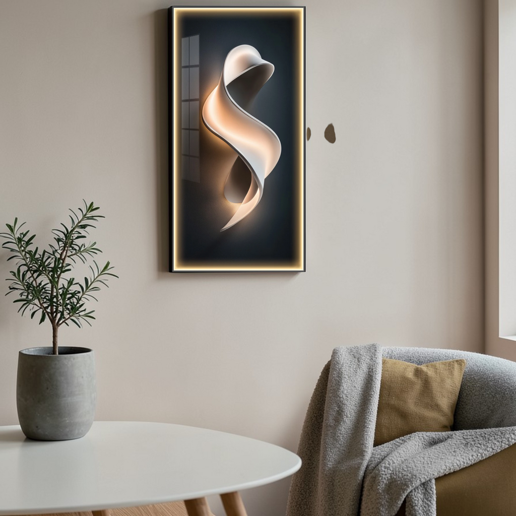 Modern illuminated wall decor detail