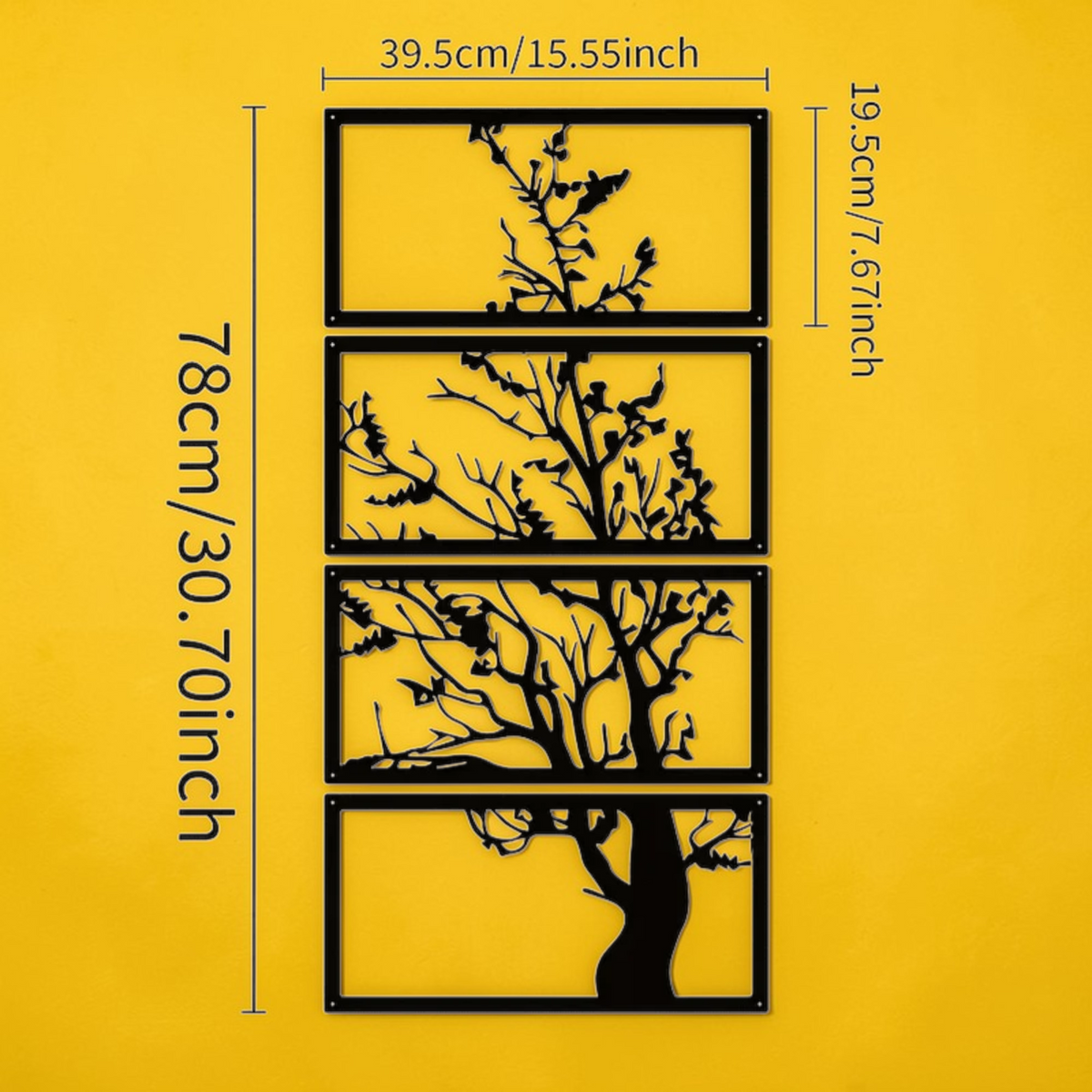 Modern tree metal wall art dimensions 39.5 by 78 cm
