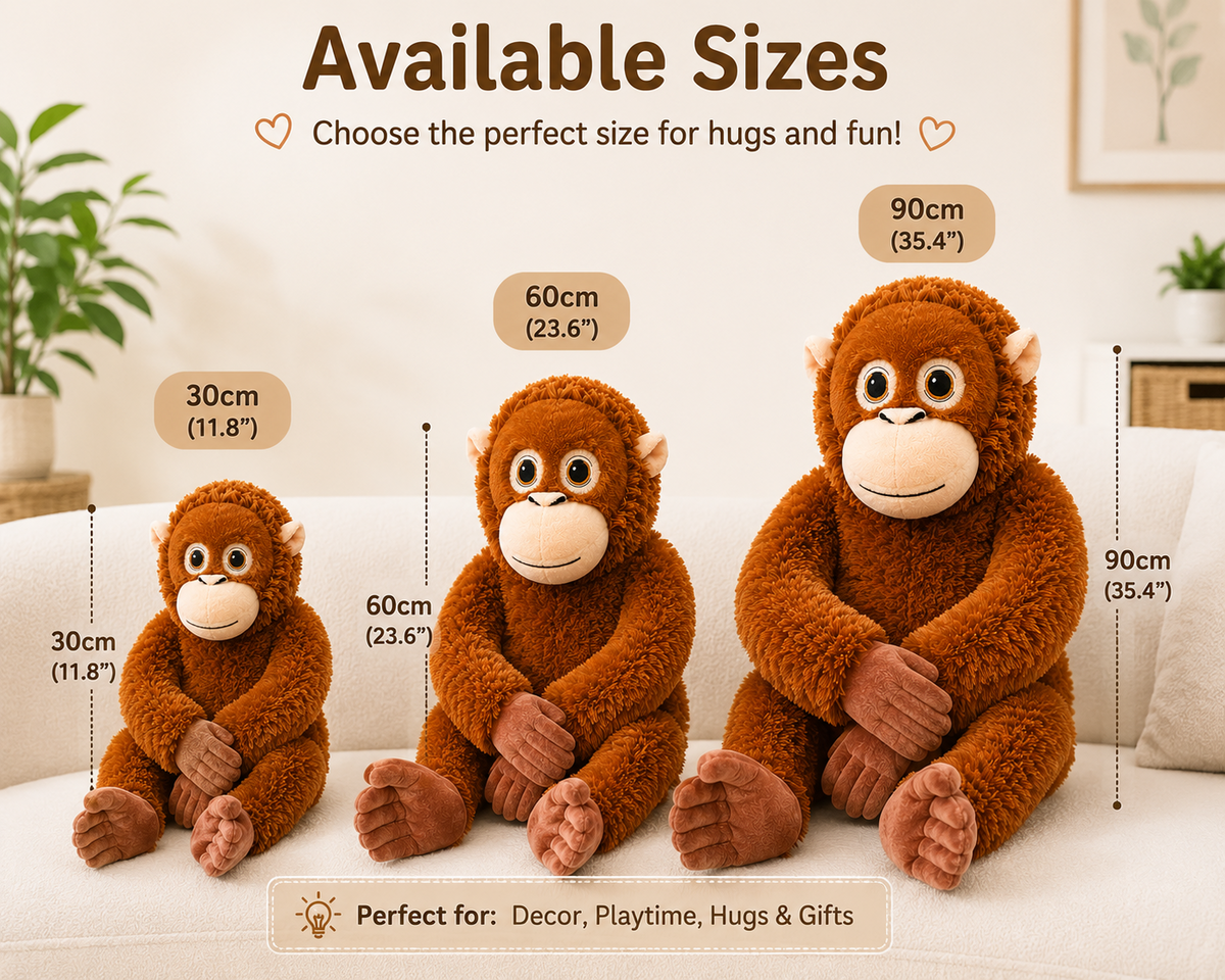 Monkey plush available sizes 30 60 90 cm