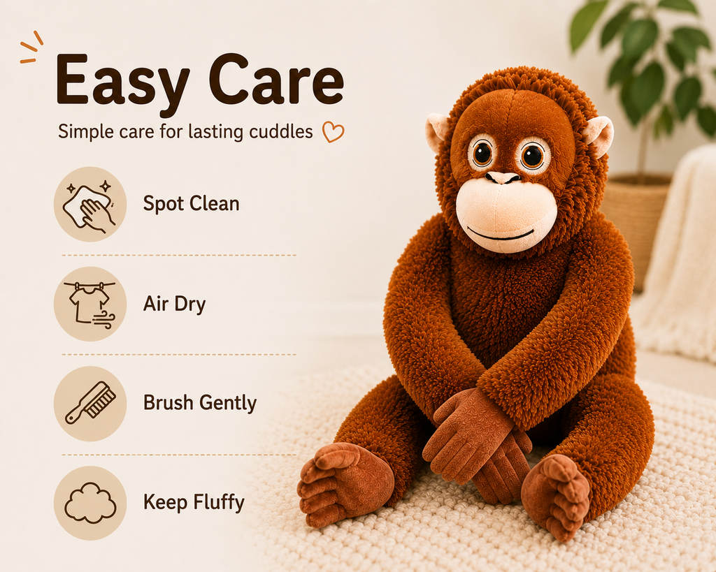 Monkey plush care instructions