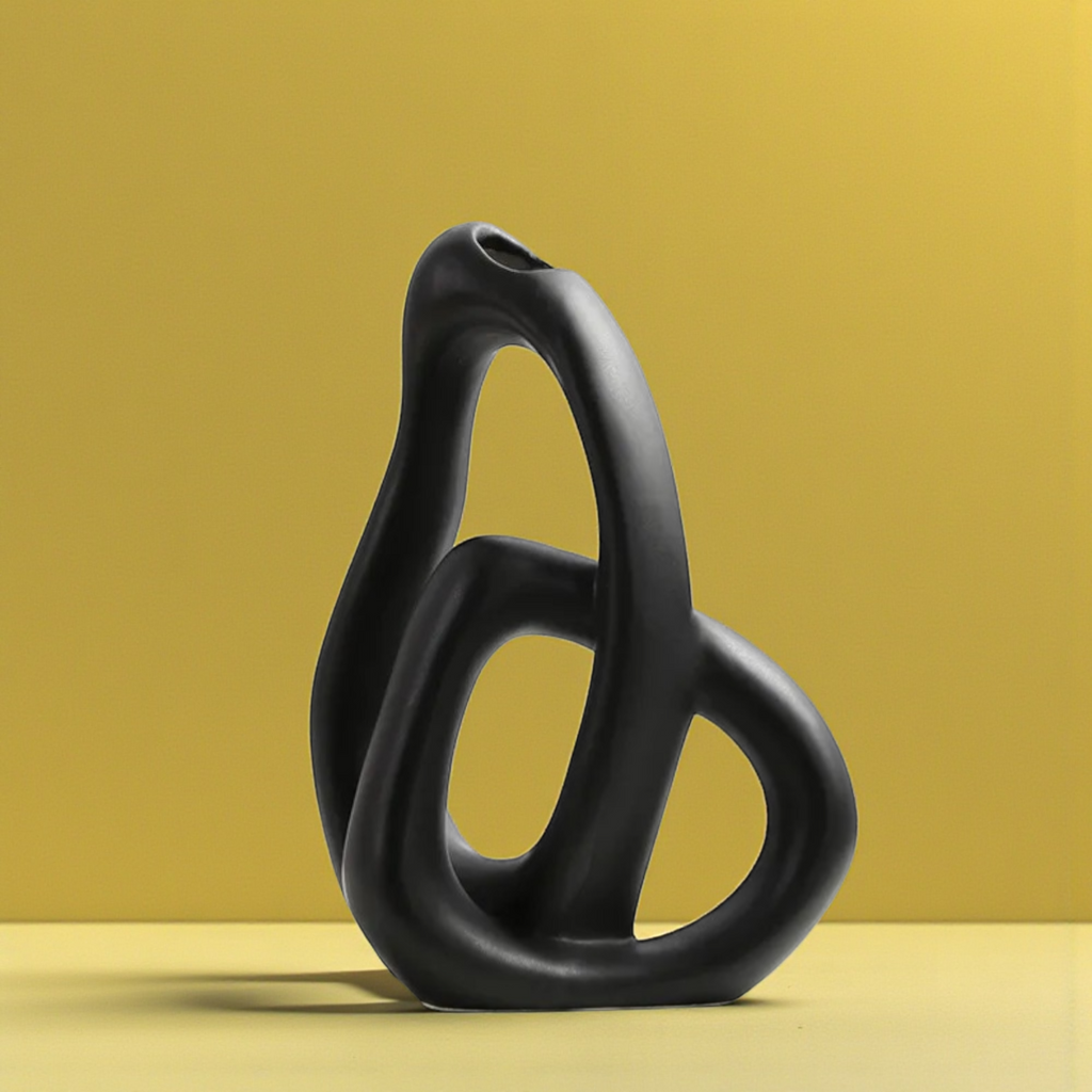 Matte black Nordic abstract ceramic vase