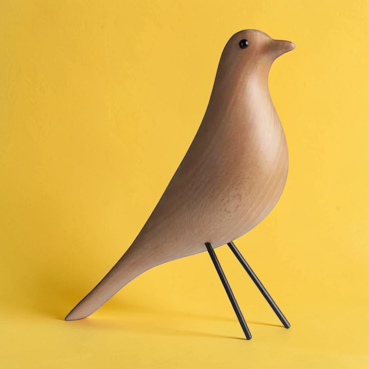 Nordic wooden bird decor set in black and natural wood