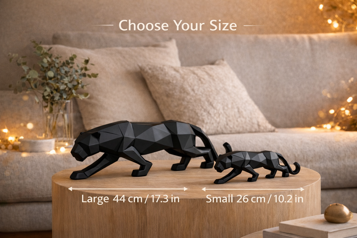 Choose small or large geometric panther sculpture