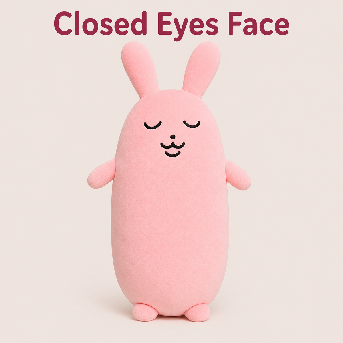 Pink rabbit pillow closed eyes face