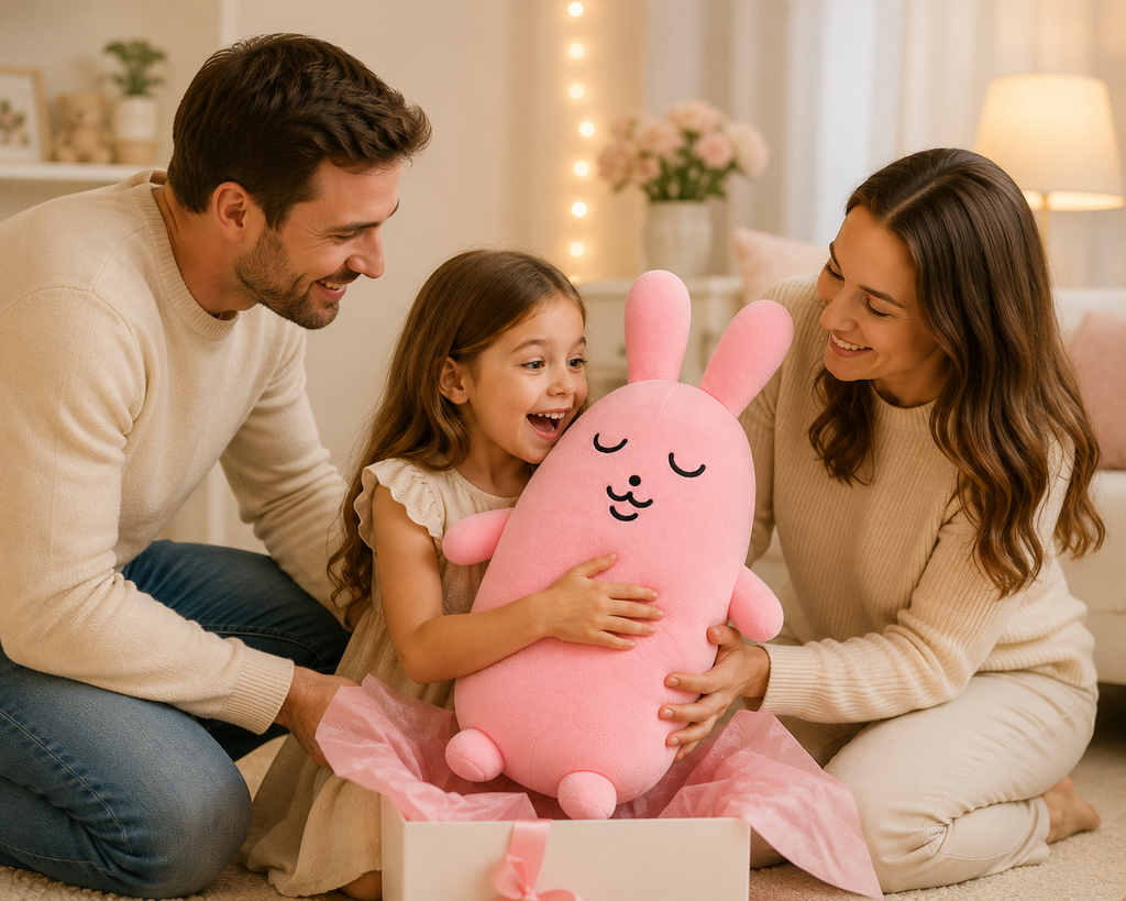 Pink rabbit pillow family gift lifestyle