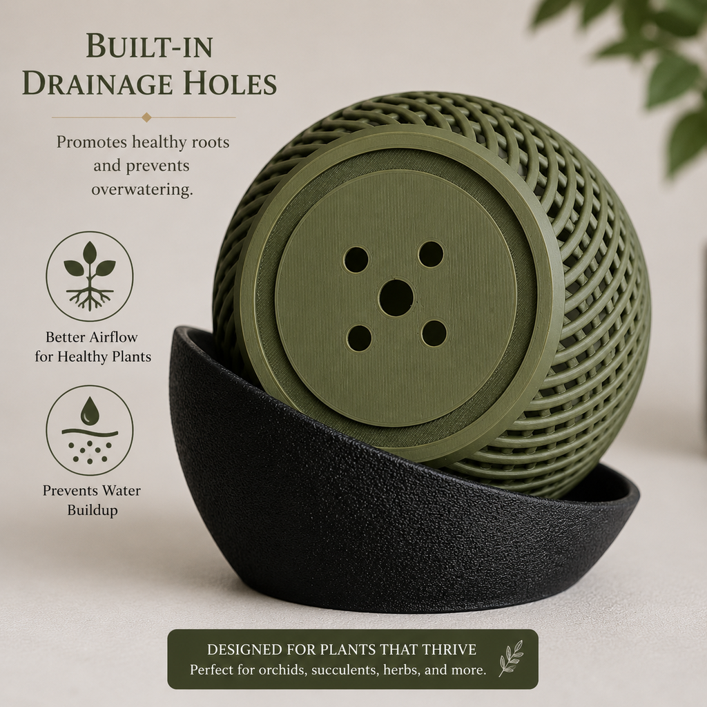 Drainage holes on modern lattice planter
