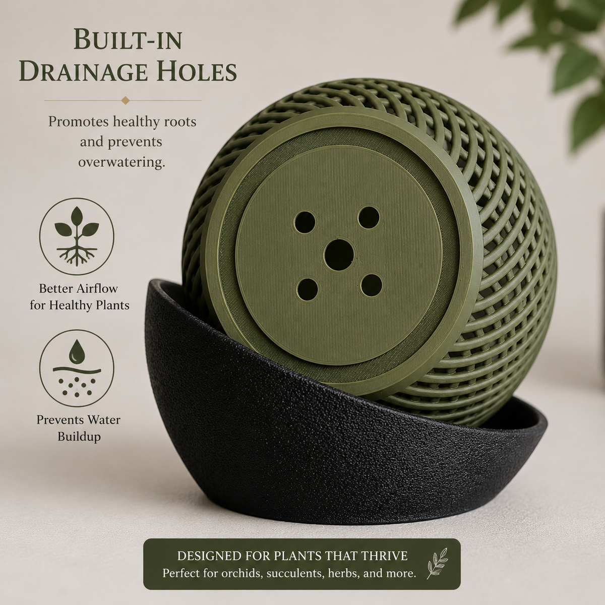 Drainage holes on modern lattice planter