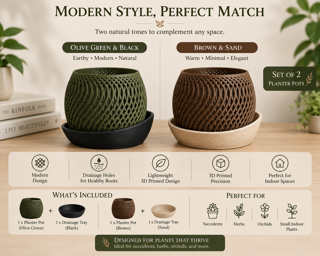 Set of two modern lattice planters