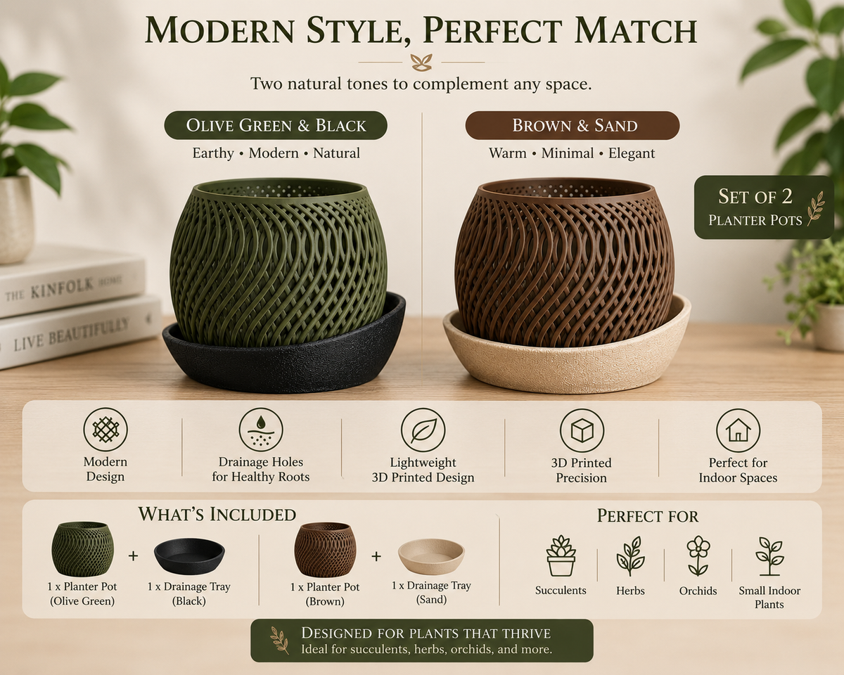 Set of two modern lattice planters