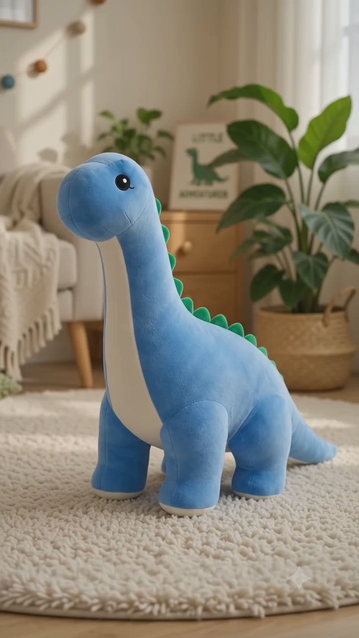 Long Neck Dinosaur Plush, Stuffed Dino Pillow, Nursery Decor, Kids Room Gift