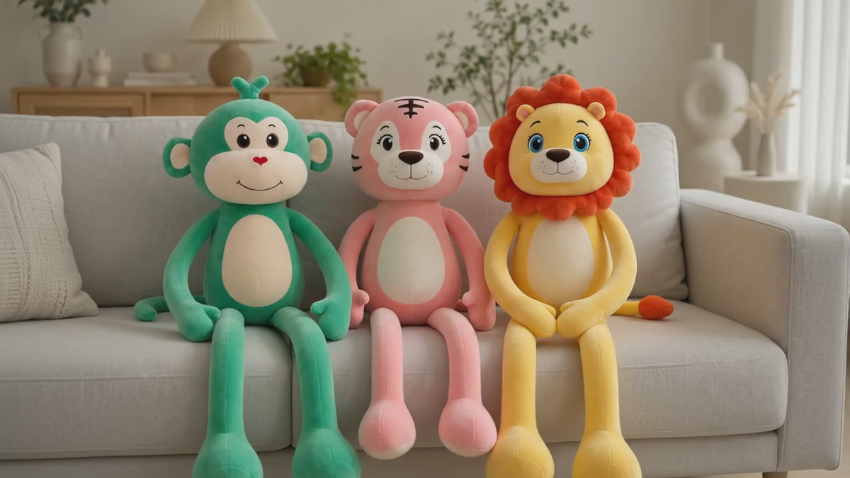 Long Leg Plush Animal, 80cm Stuffed Toy, Lion Tiger Monkey, Large Cuddle Companion