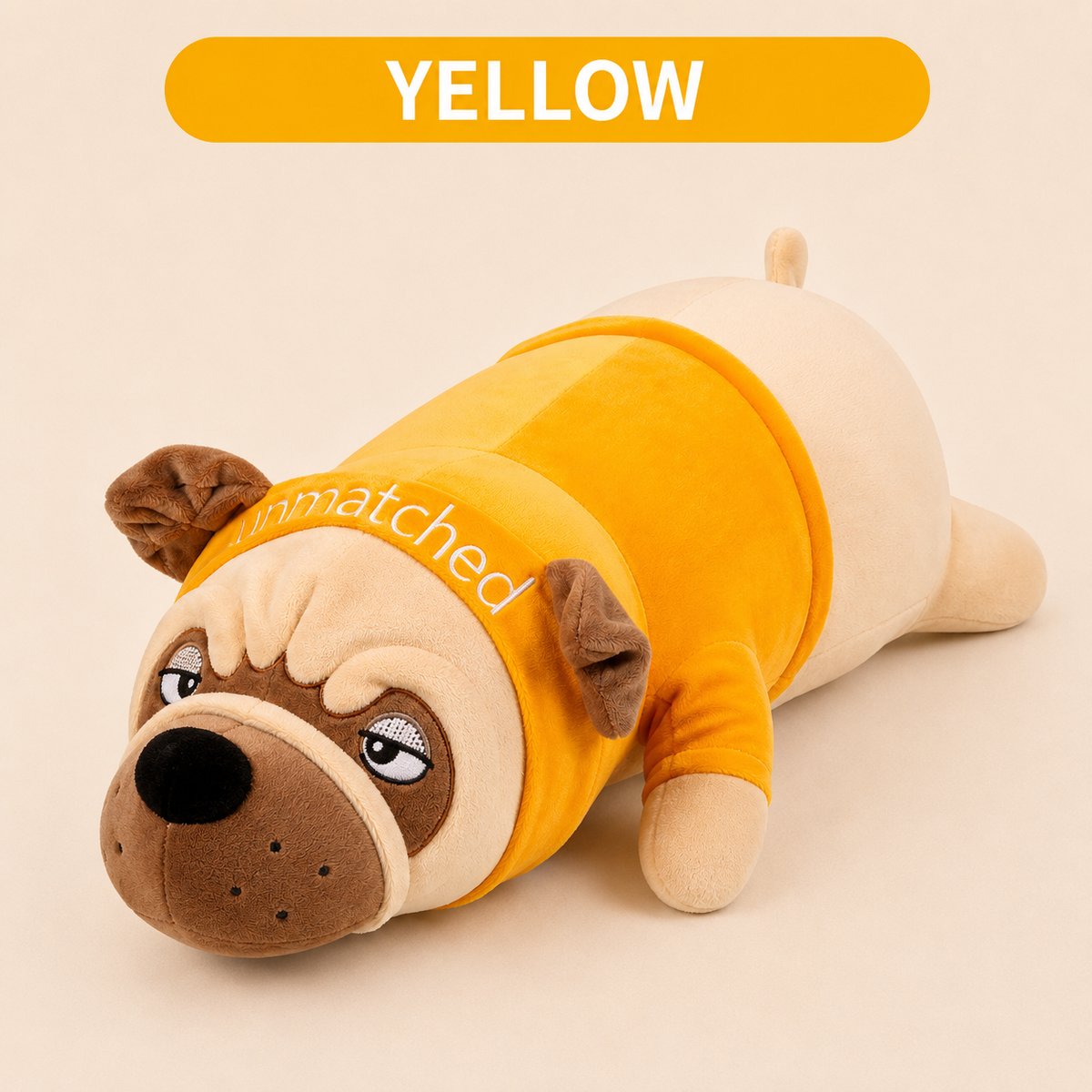 Yellow pug plush pillow