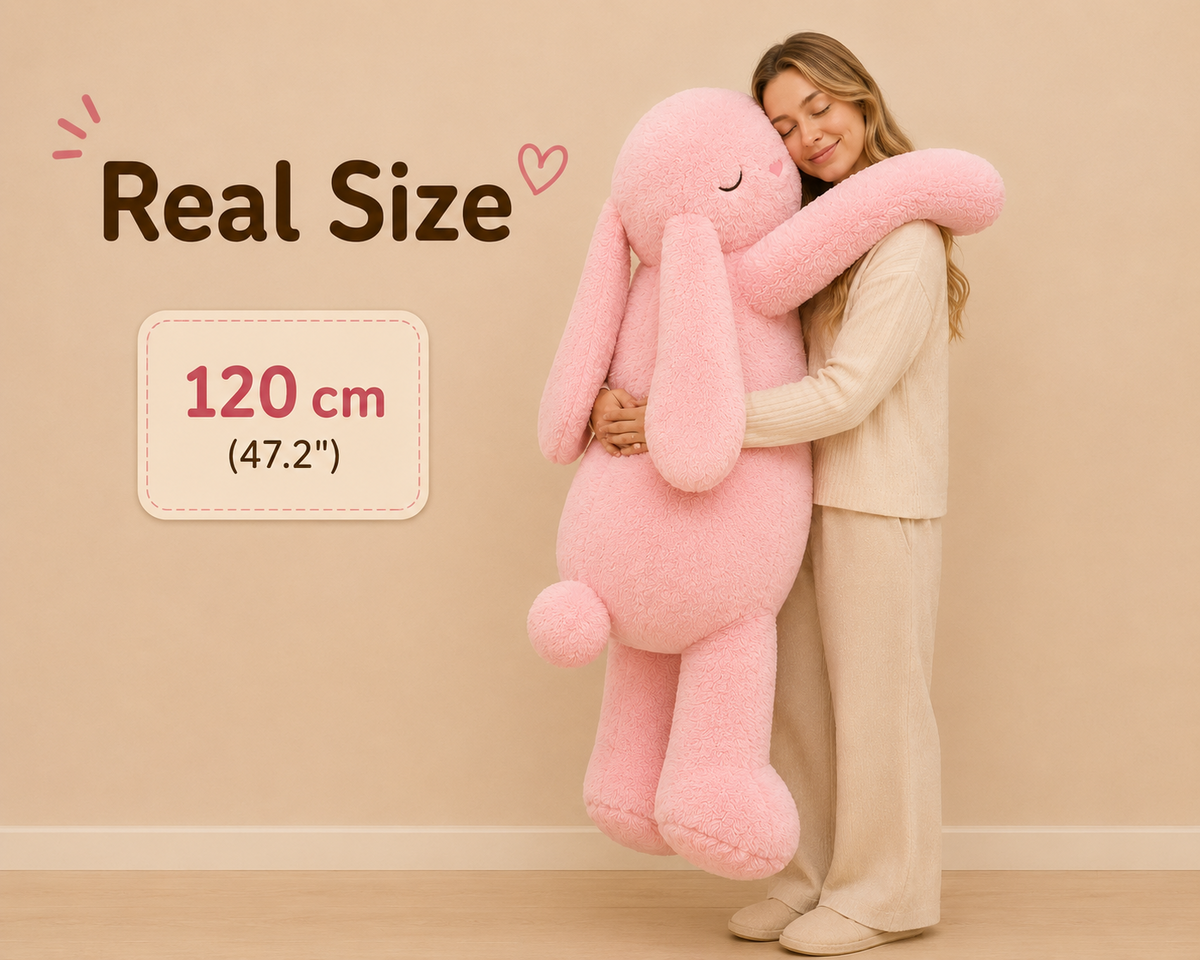 120 cm rabbit plush pillow size reference