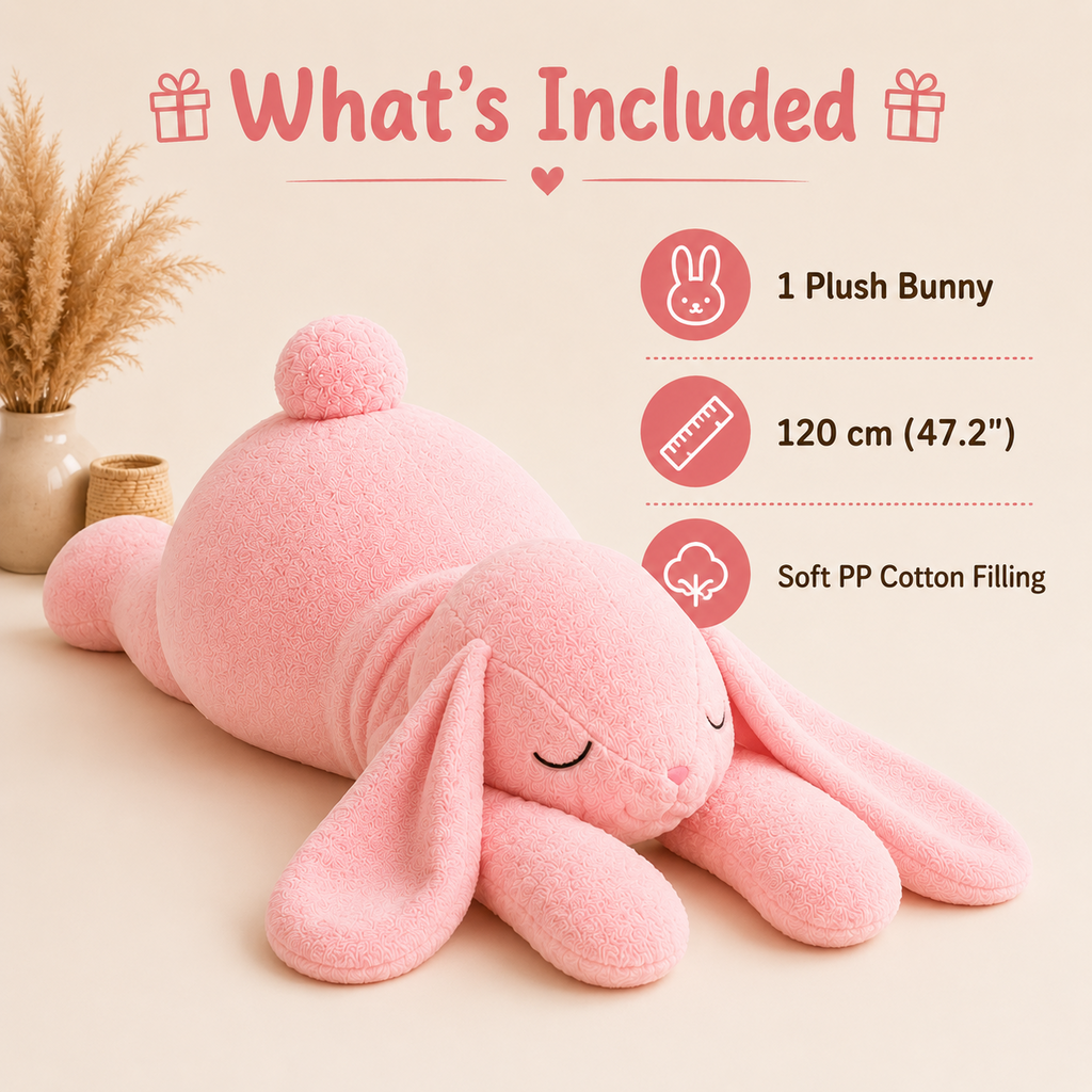 Large rabbit plush pillow package contents