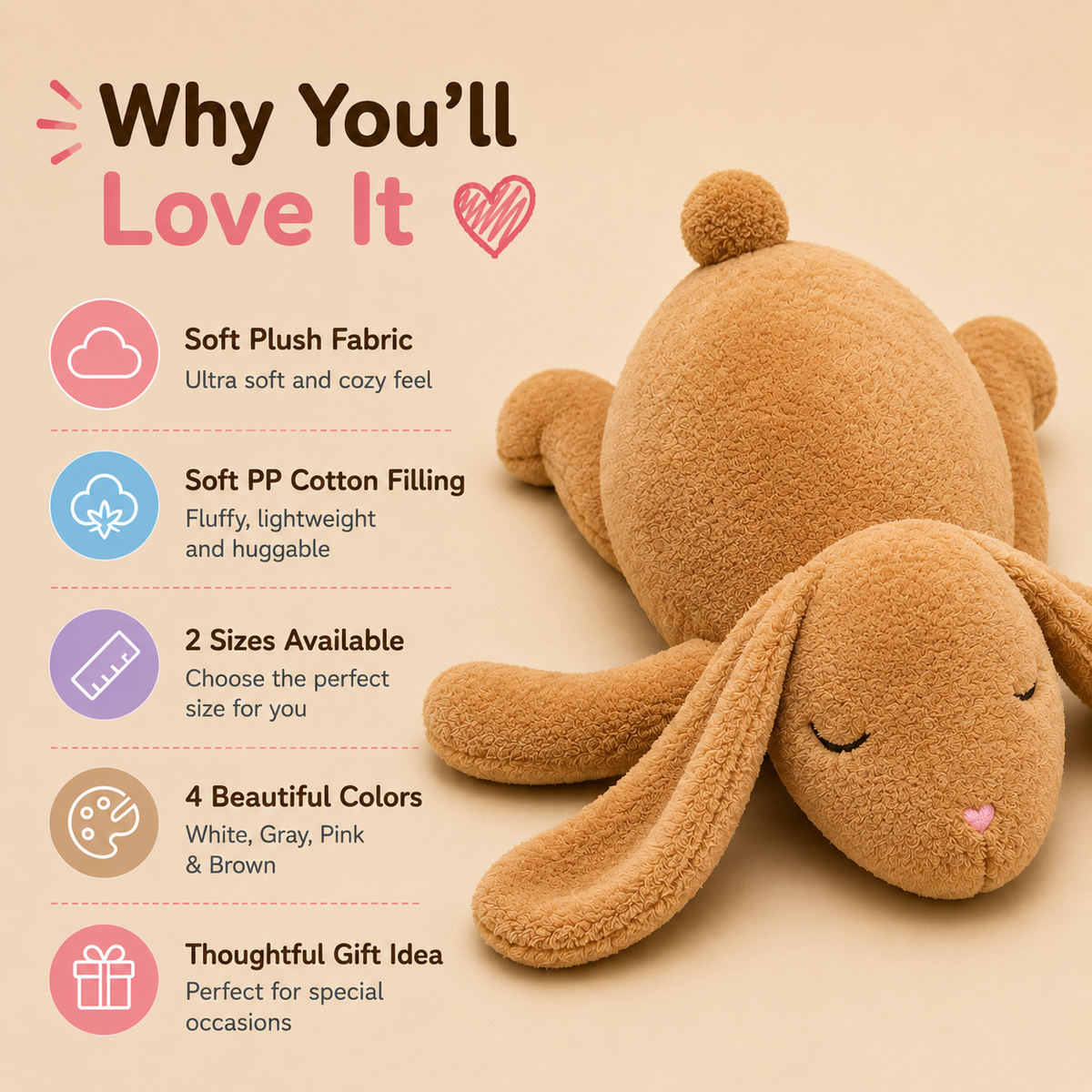 Rabbit plush pillow product features