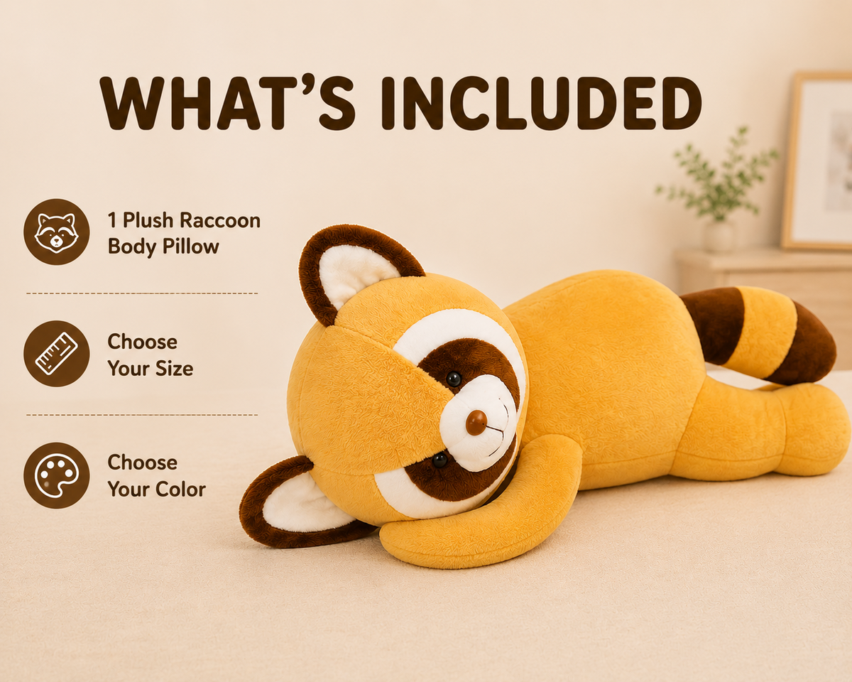 Raccoon body pillow what is included