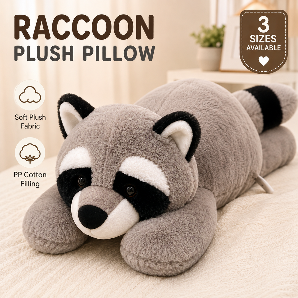 Raccoon plush bedroom decor
