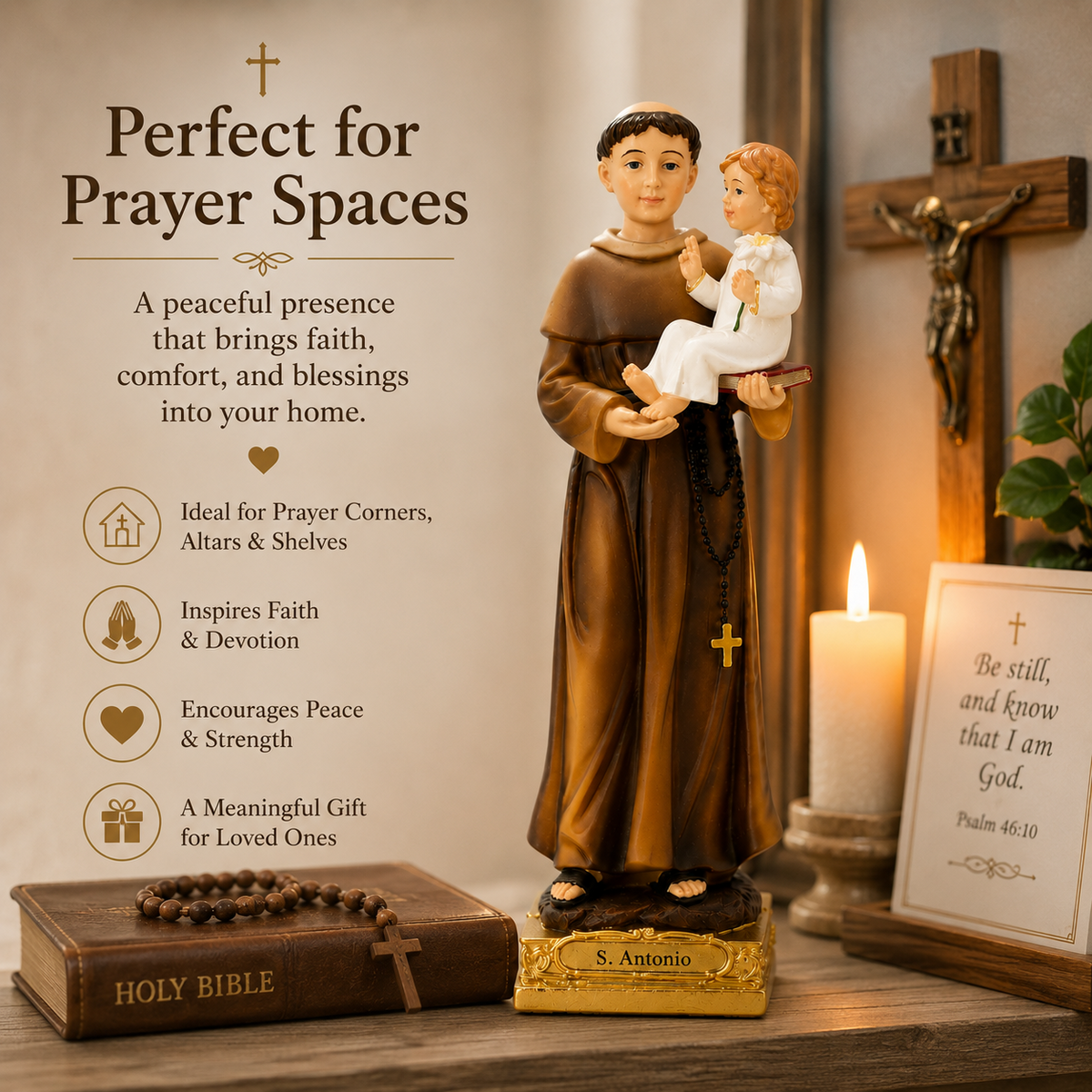 Saint Anthony statue for prayer spaces and home altars