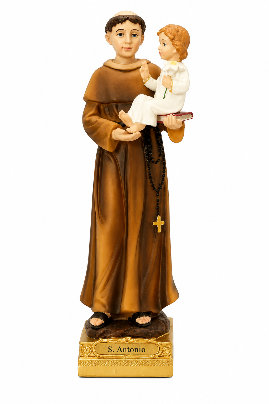 Saint Anthony statue with Child Jesus on white background