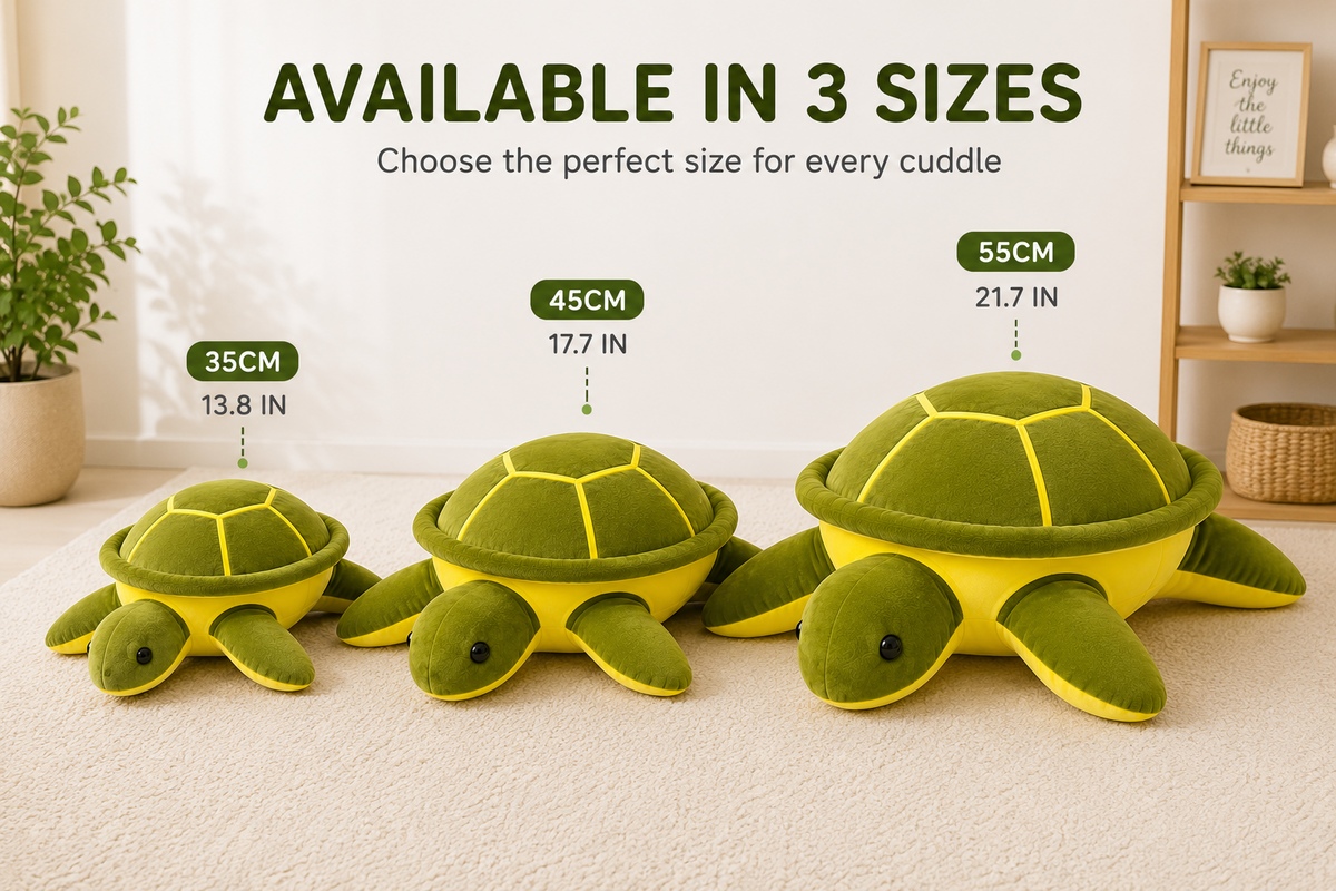 Sea turtle plush available in 35 45 and 55 cm sizes