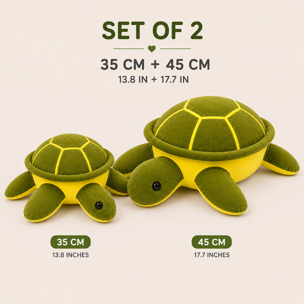 Set of two sea turtle plush pillows 35 and 45 cm