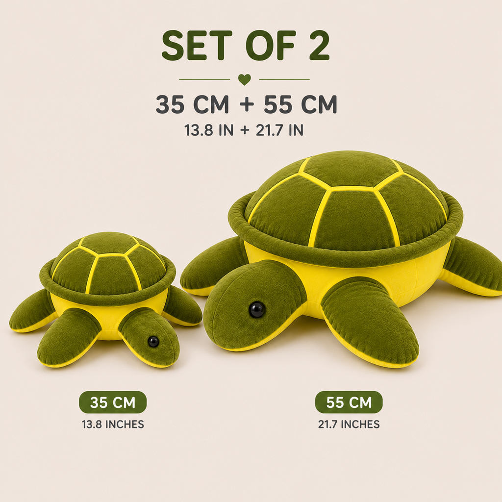 Set of two sea turtle plush pillows 35 and 55 cm