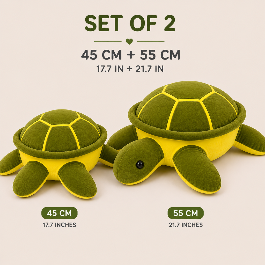 Set of two sea turtle plush pillows 45 and 55 cm