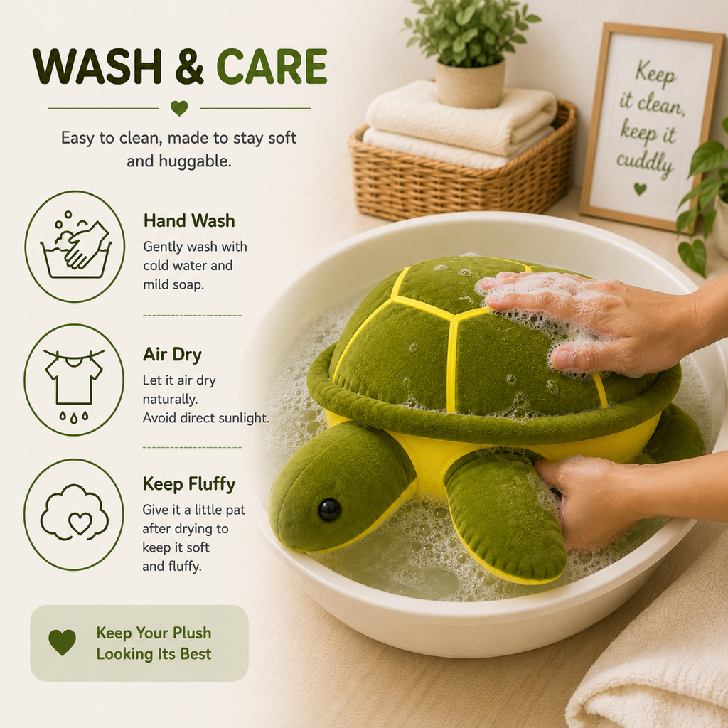 Sea turtle plush pillow wash and care instructions