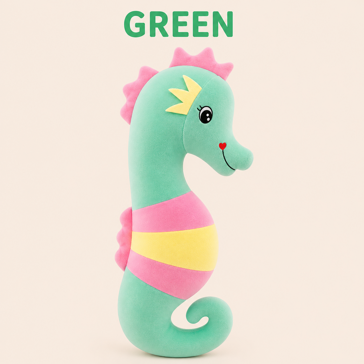 Green large seahorse plush pillow