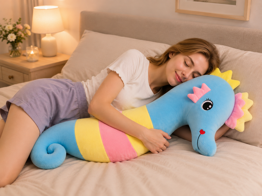 Large seahorse plush pillow cozy room decor