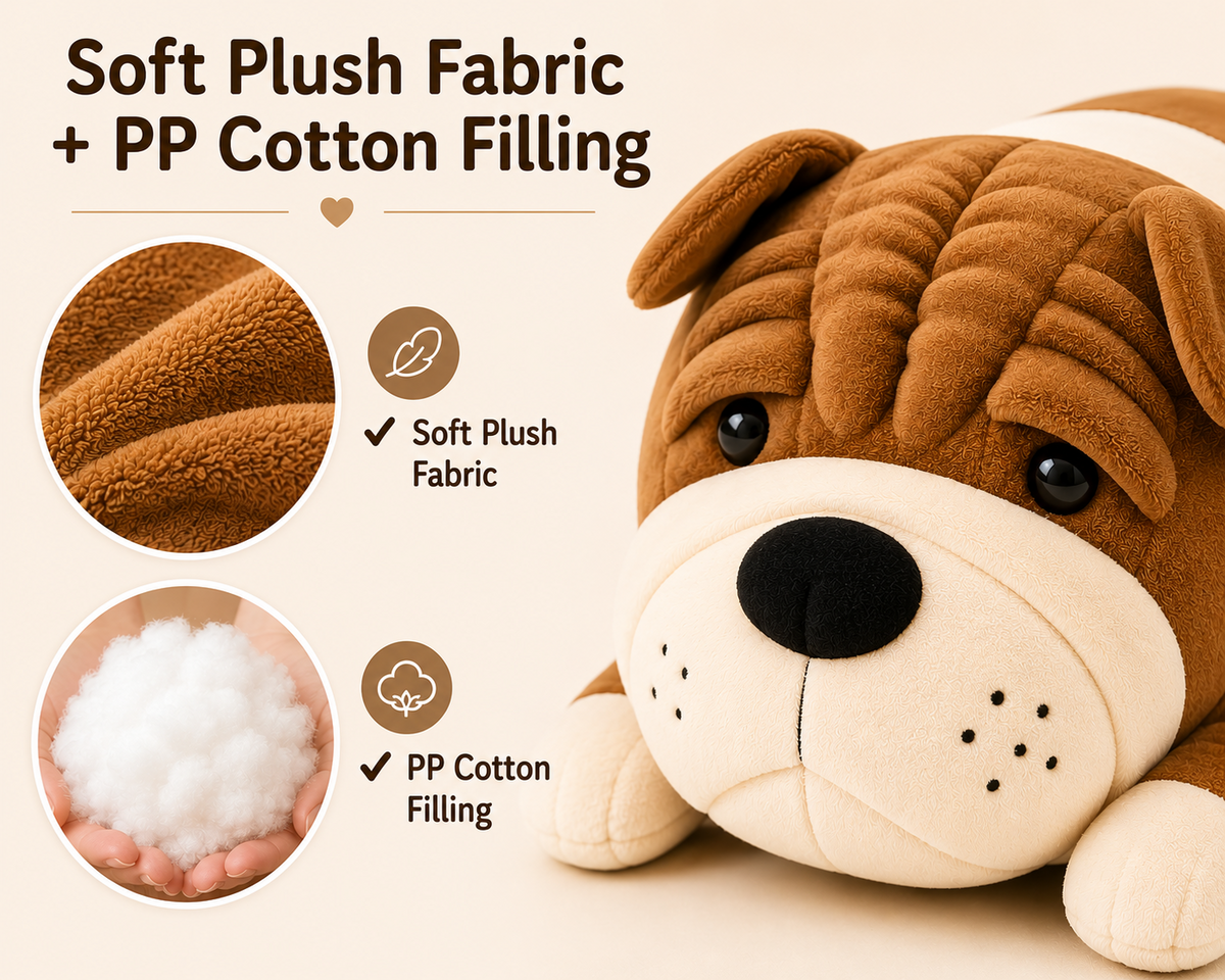 Shar Pei soft plush fabric and PP cotton filling