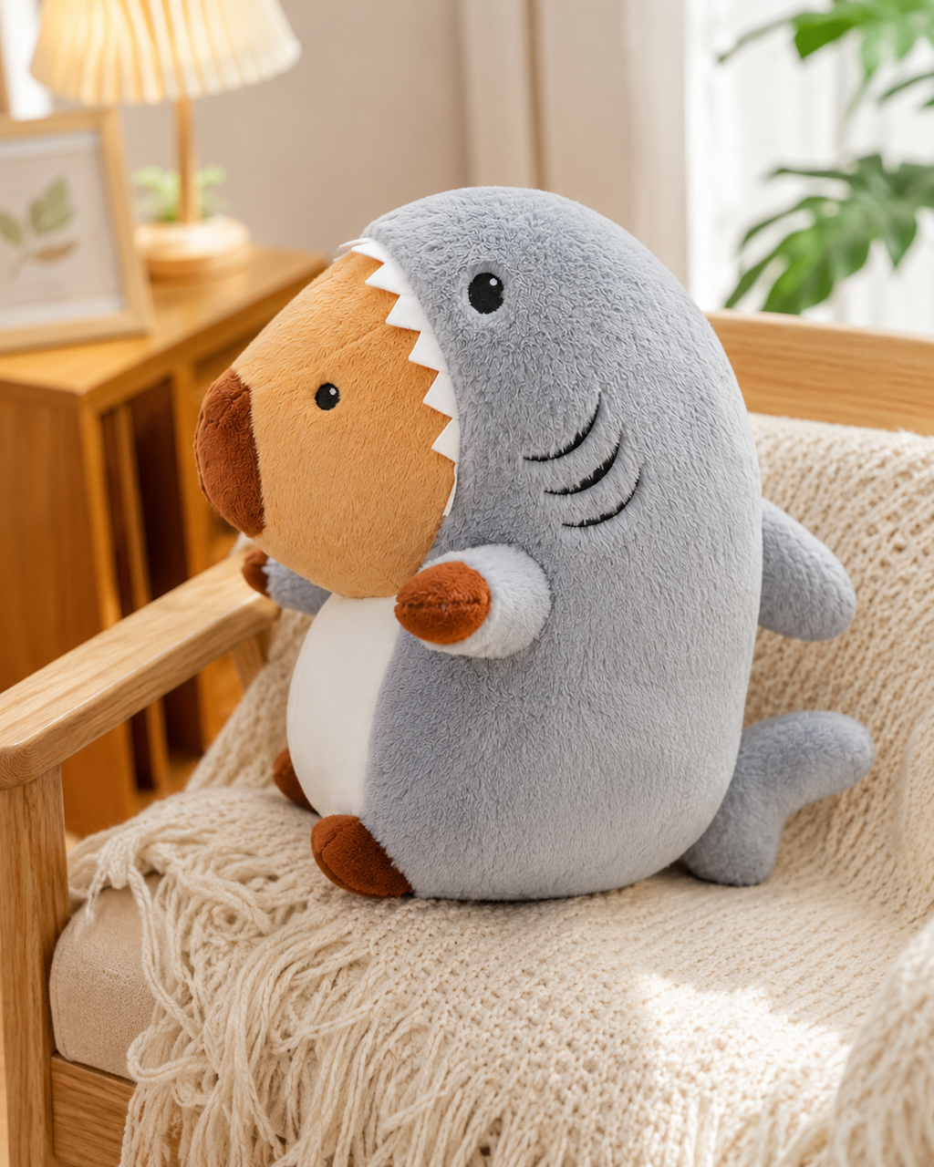 Shark capybara plush toy