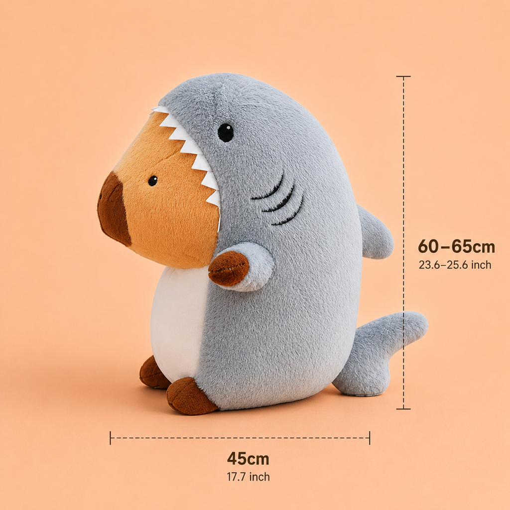 Large shark capybara plush dimensions