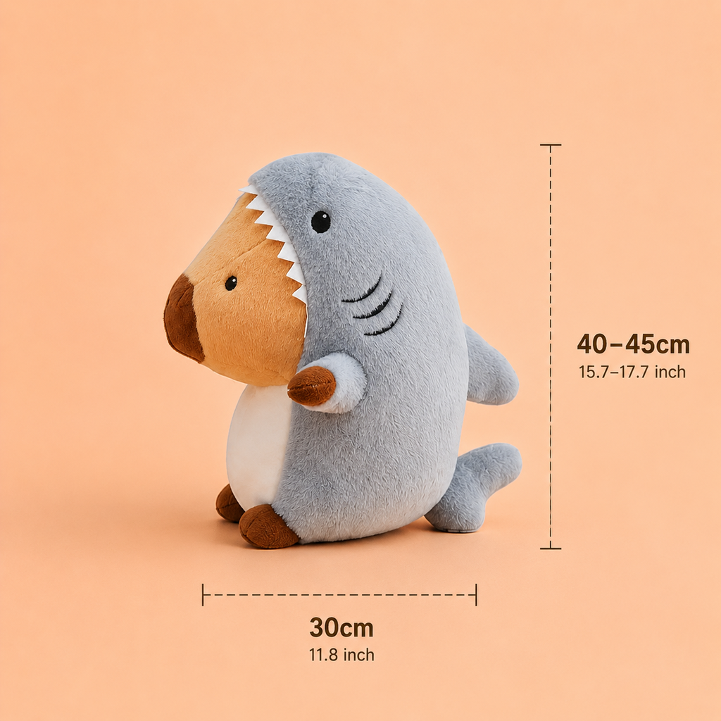 Small shark capybara plush dimensions