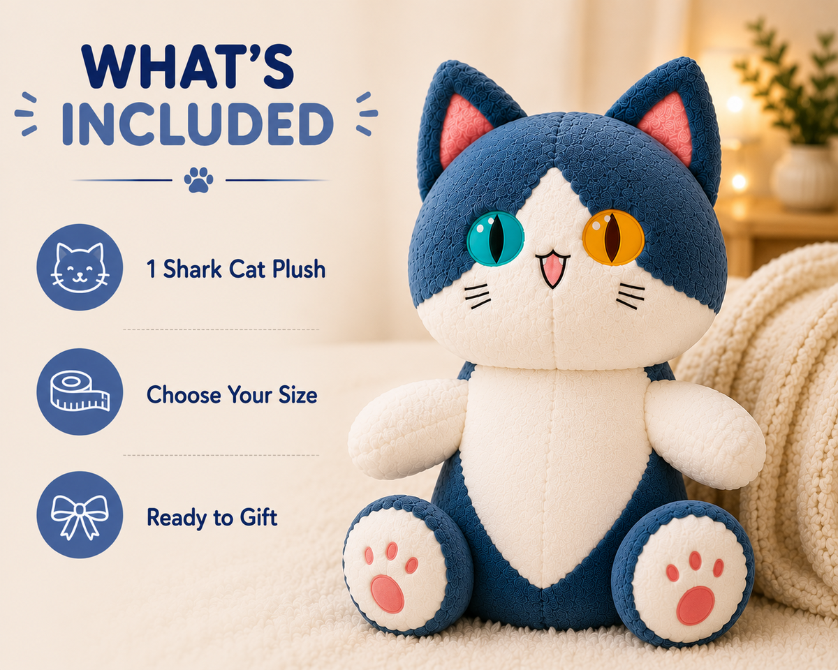 Shark Cat Plush Pillow what's included