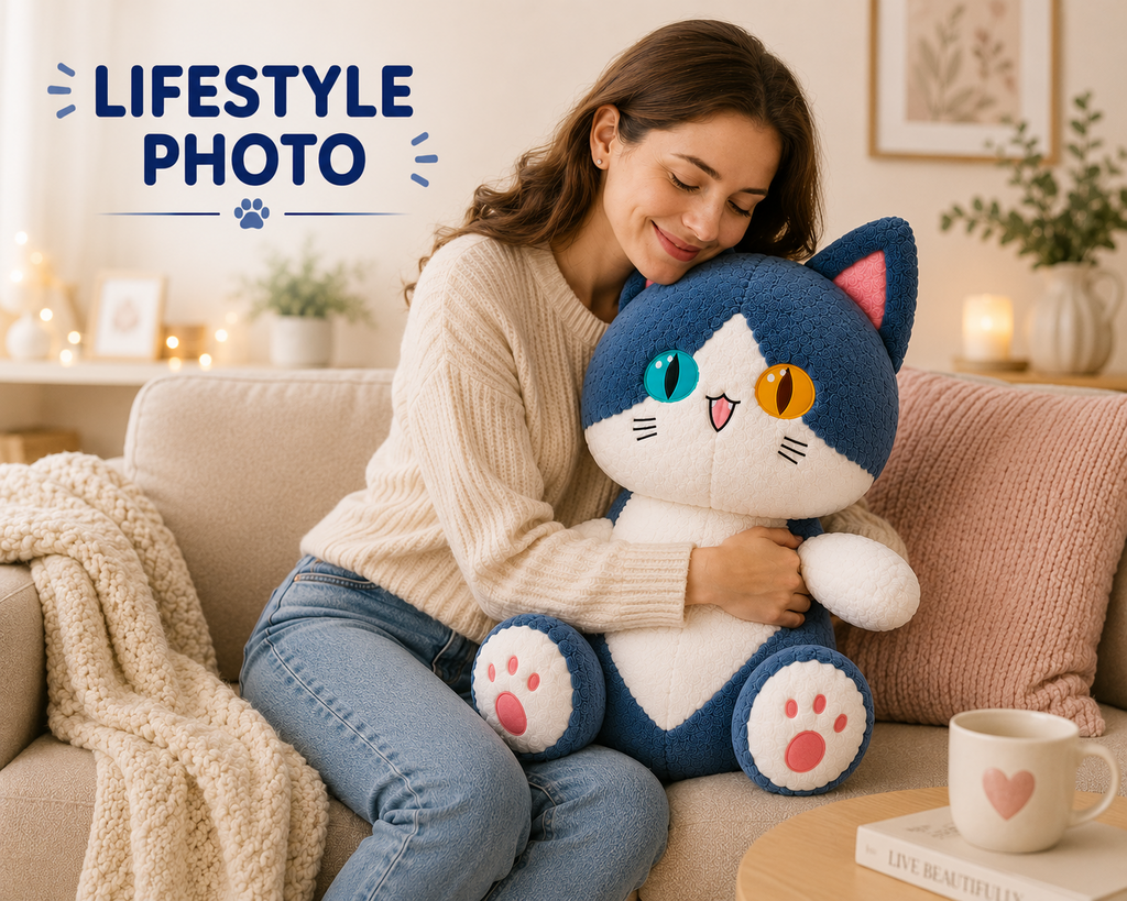 Shark Cat Plush Pillow lifestyle