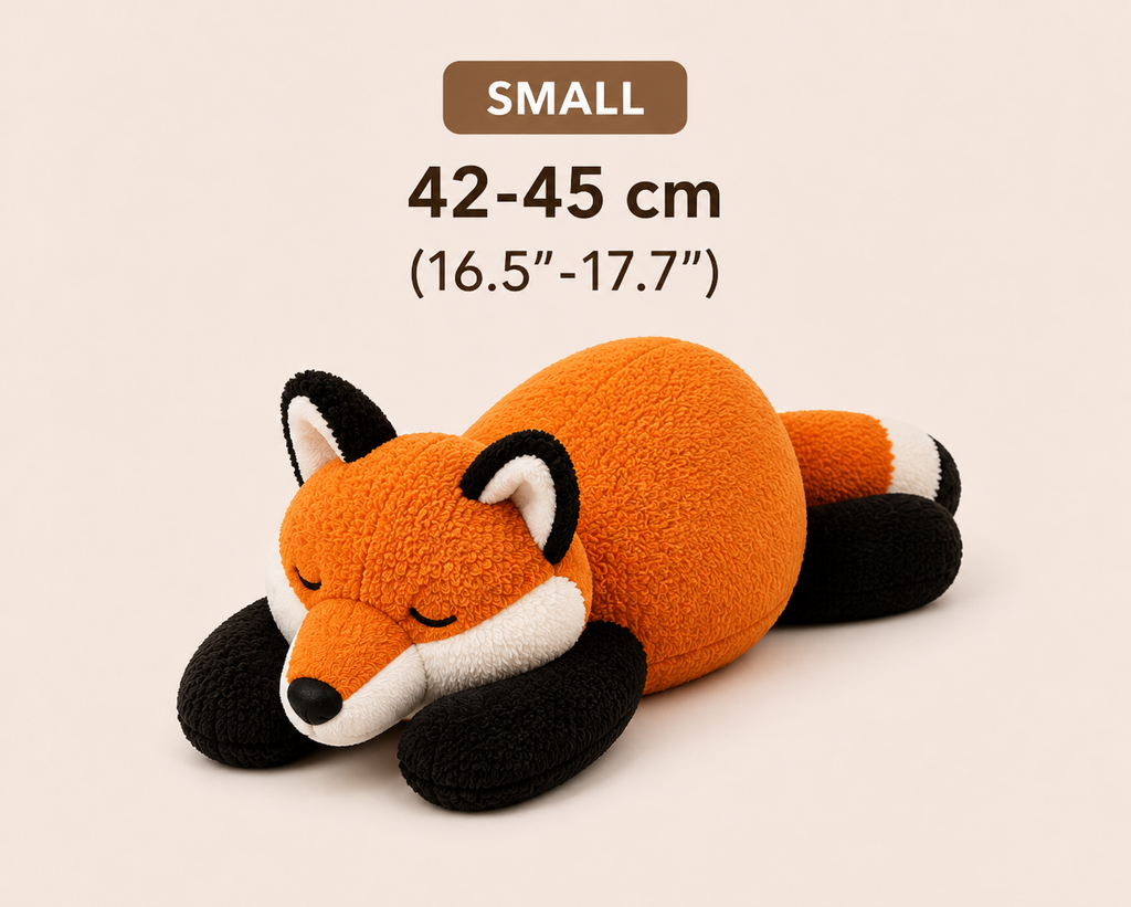 Sleeping fox plush pillow size