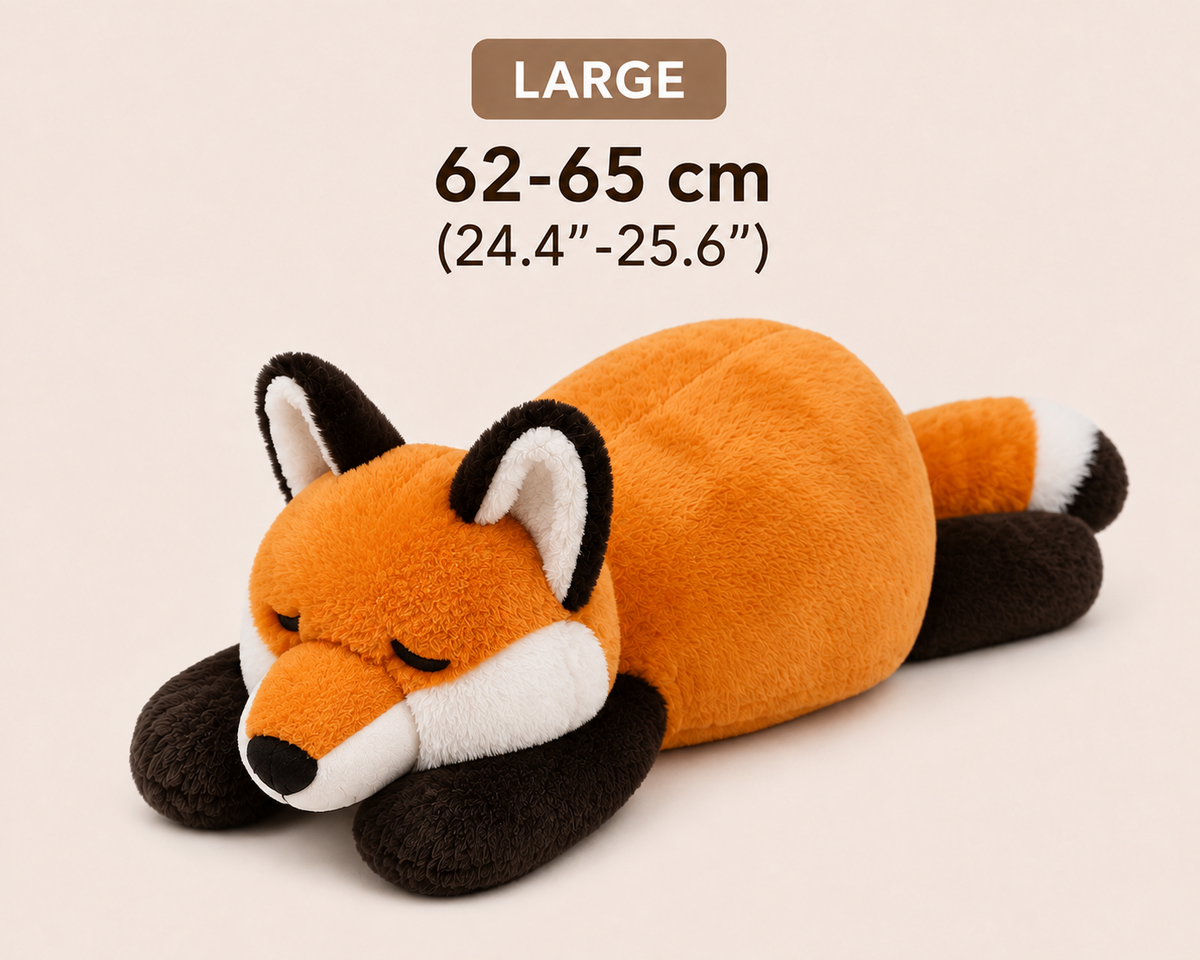 Large sleeping fox plush pillow