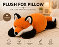 Sleeping fox plush pillow features