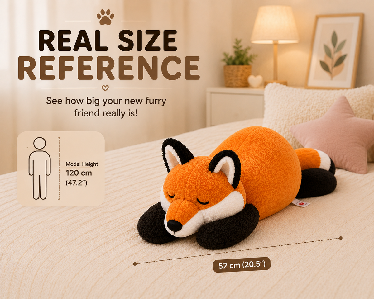 Sleeping fox plush size reference