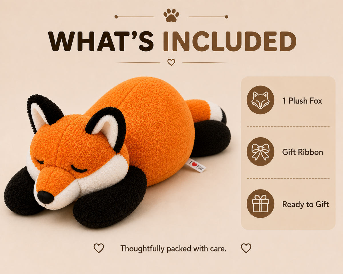 Sleeping fox plush package includes