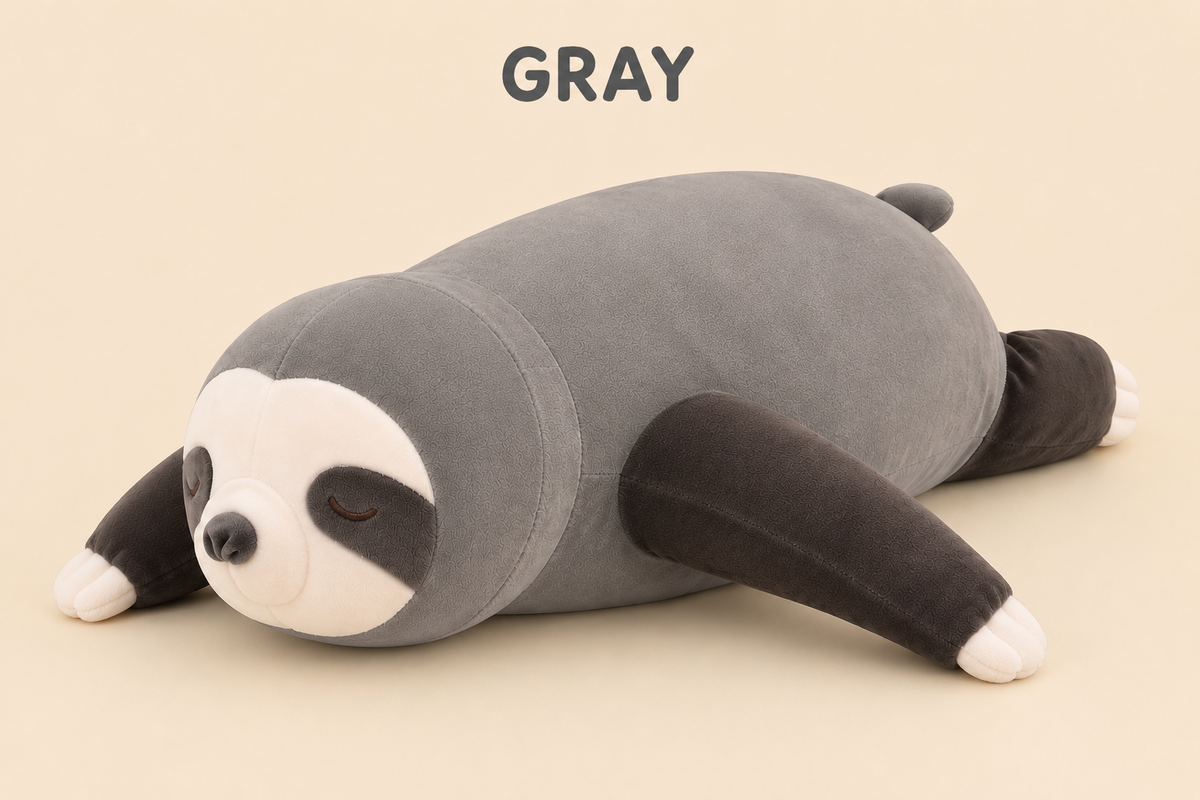 Gray sloth plush pillow