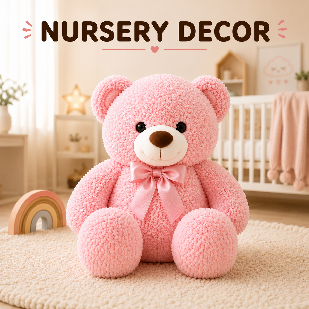 Plush teddy bear nursery decor