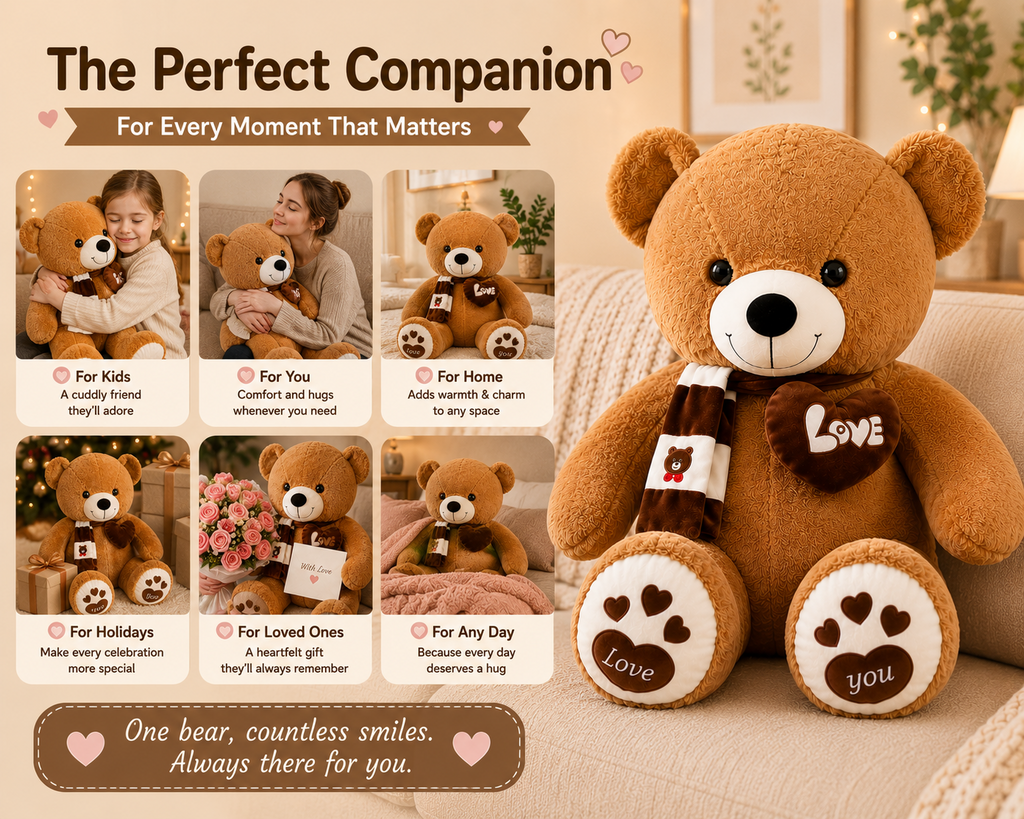 Teddy bear companion and home decor uses