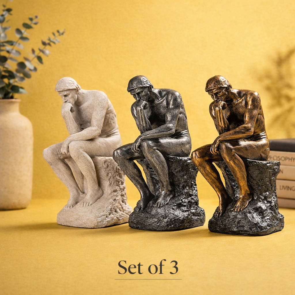 Thinking Man sculpture set of three Ivory Charcoal Bronze