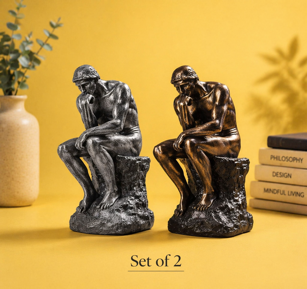 Thinking Man sculpture set Charcoal and Bronze
