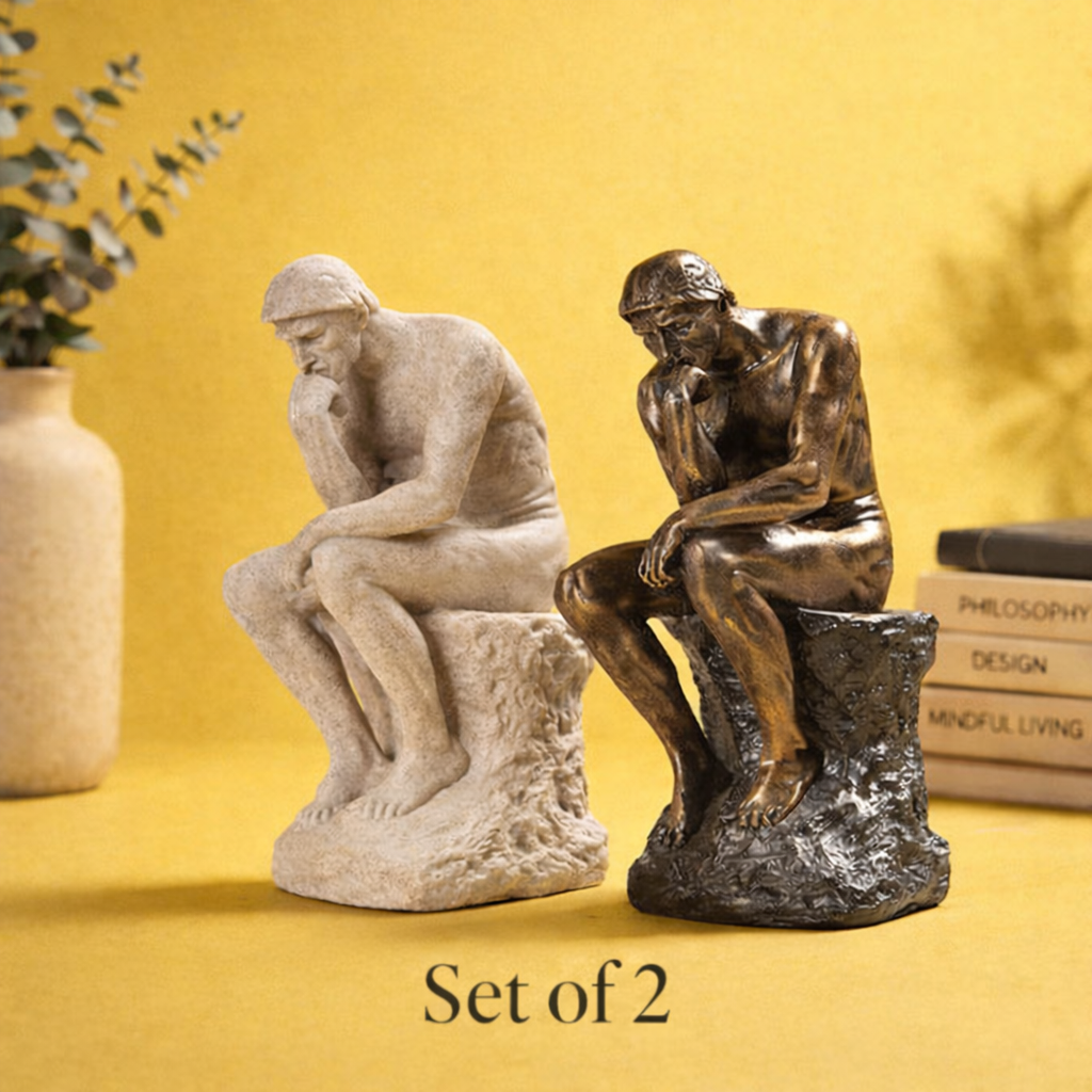 Thinking Man sculpture set Ivory and Bronze