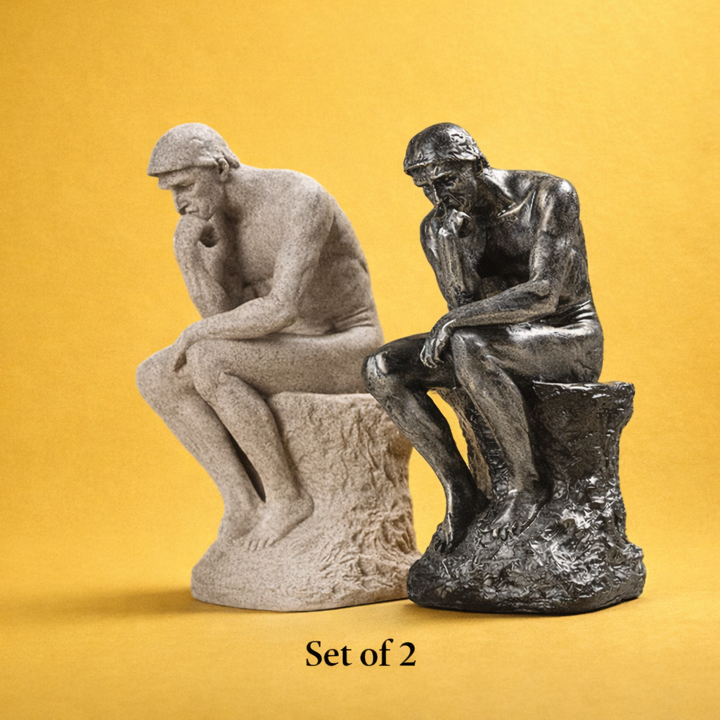 Thinking Man sculpture set Ivory and Charcoal